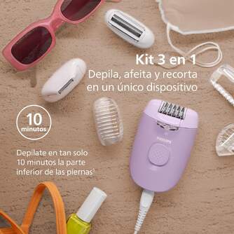 DEPIL. PHILIPS BRE257/00 2VEL  4 ACC LUZ LED CABLE MORADO