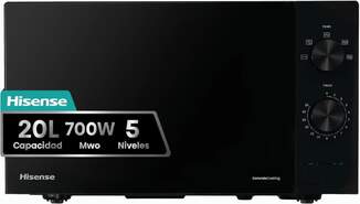 Microondas Hisense H20MOBP1 - 700W, 20 Litros, 5 Potencias, Negro