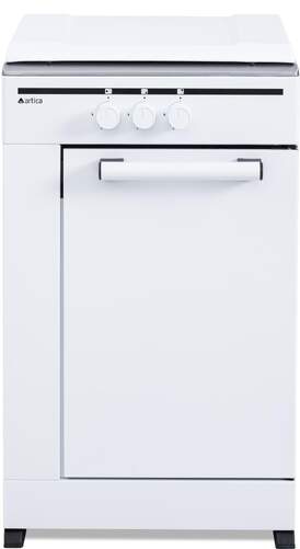 Cocina Artica AKF50553EOW - 50x55, 3 fuegos, Blanca, con portabombonas