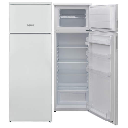 Frigorífico 2 Puertas Telefunken TLK284W - Clase E, 160x54cm, 240L, Cíclico, Antibacterias, Blanco