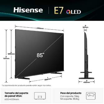 TV HISENSE 85%%%quot; 85E7Q UHD QLED SMART TV DOLBYATMOS