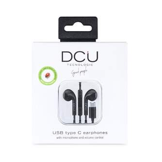 AURICULARES DCU USB TIPO C STEREO NEGROS