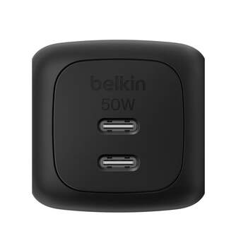 CARGADOR BELKIN 2XUSB C 50W GAN CARGA RAPIDA NEGRO