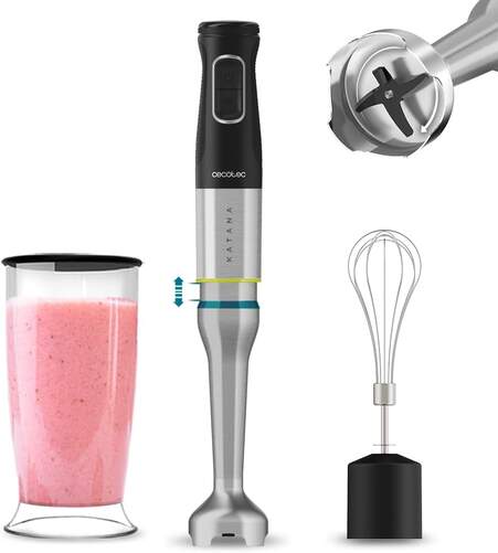 Batidora Cecotec Katana 12 Cream B 3960 - 1200 W, XL, Vaso 0&#39;8 L, Negro, Inox