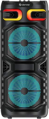 Altavoz Denver BPS-355 Trolley - 160 W, Negro con luz RGB, Bluetooth, Woofer 2x8"