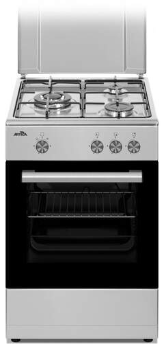 Cocina gas Butano Artica AKF50553X - 3 Fuegos, 50x56cm, Termopar Seguridad, Doble Vidrio, Inox