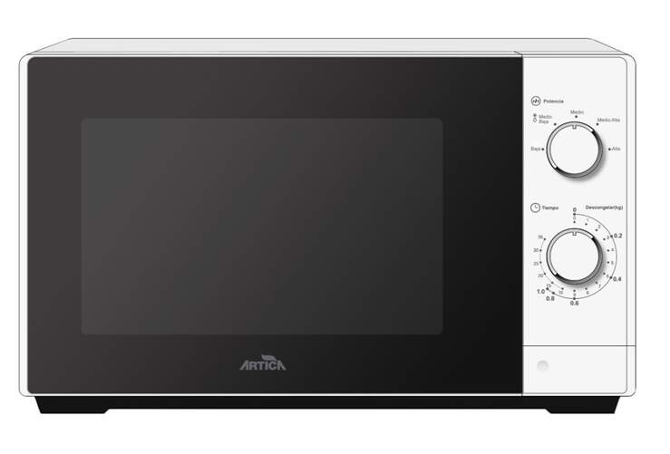 Microondas Artica AMW210W - 20 L, 700 W, Control Giratorio, Luz LED Interior, Blanco