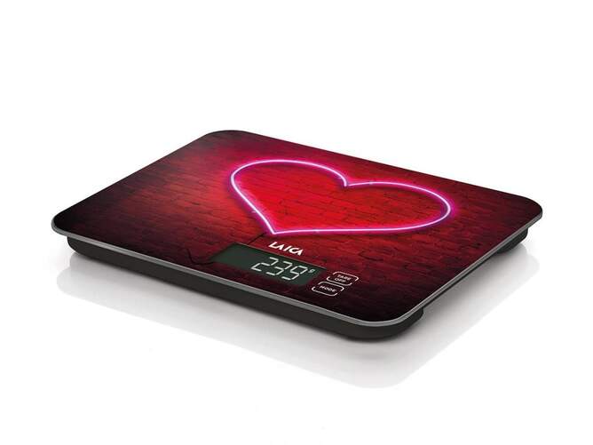 Báscula electrónica Laica KS5016 - Diseño Corazón Fucsia, Pantalla LCD Invertida, función Tara