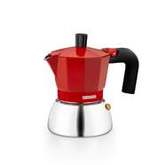 Cafetera Italiana Monix - Inducci&oacute;n, 3 Tazas, Inox, Rojo