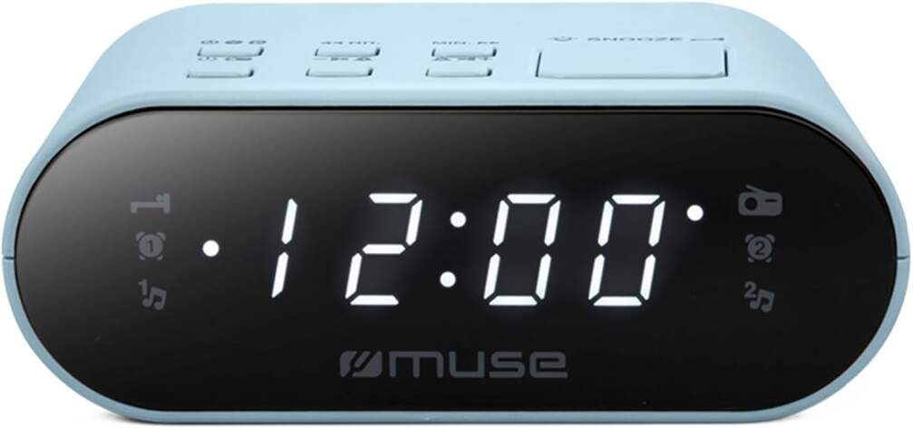 Radio reloj Muse M-10 LA Azul claro - FM/PLL, 20 presintonias, despertador, funci&oacute;n Snooze