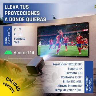PROYECTOR IGGUAL IGG321003 4K ANDROID   LONA 120%%%quot;