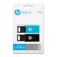 Pack 2 Memorias USB HP V212W 64GB - USB 2.0, Lectura 14Mb/s, Escritura 4 Mb/s