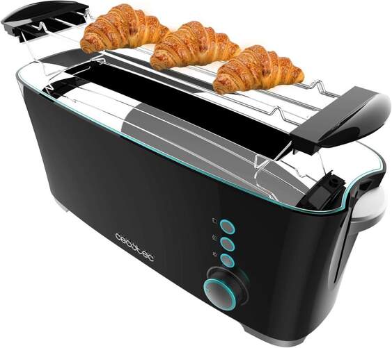 Tostadora Cecotec Toast&Taste 2180 - 1000 W, 2 Ranuras Largas, Negro