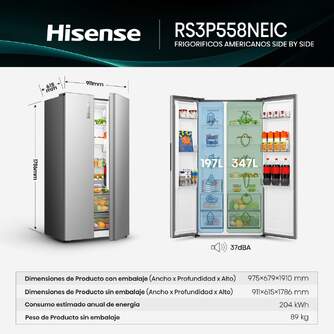 FRI. HISENSE RS3P558NEIC 179x91 NF INOX DSP METALC