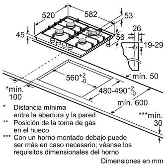 ENCIM. BOSCH PGH6B5K90 4F 60CM GAS NAT