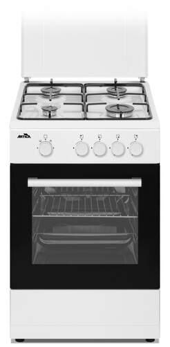 Cocina gas Butano Ártica AKF5055W - 4 Fuegos, 50x56cm, Termopar Seguridad, Doble Vidrio, Blanca