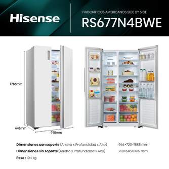 FRI. HISENSE RS677N4BWE 179x91x65 NF BLANCO