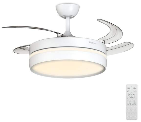 Ventilador techo Artica AVTECHR72B - Retr&aacute;ctil, 72W, LED, Mando, Temporizador, Blanco