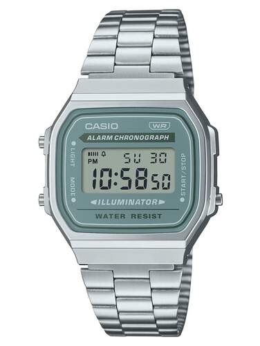 Reloj Casio Vintage A168WA-3AYES - Plateado, iluminación, cronómetro, alarma, calendario