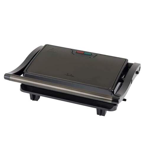 Grill Jata JEGR1106 - 750 W, Tapa superior basculante, Apertura 180º, 225 x 146 mm, Negro