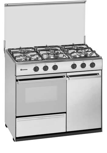 Cocina de gas Butano Meireles G2950 DV X - 5 Fuegos, Quemador Wok Triple, Grill Gas, Inox