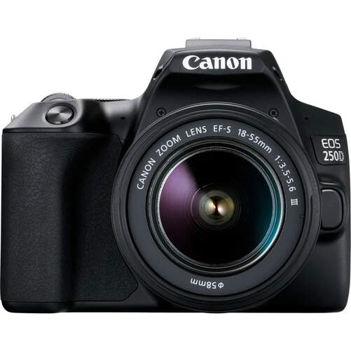 Cámara Canon EOS 250D Negro con Objectivo EF S 18-55DC - Réflex 24,1 MP, vídeo 4K, Wi-Fi y Bluetooth