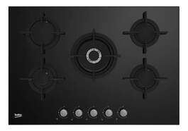 Placa Gas Beko HILW75222SL - 75 cm, 5 Fuegos, 12400 W Gas, Negro