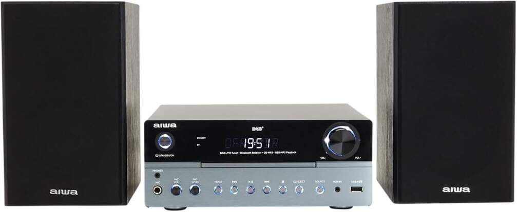 Microcadena Aiwa MSBTU-700DAB - 50 W con DAB+, CD, Bluetooth 5.0, USB, Amplificador Clase D