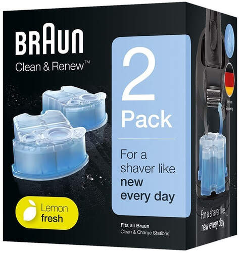 Accesorio afeitadora Braun CCR2 -Cartuchos de limpieza ShaverCare 3 en 1 para SmartCare Center, Azul