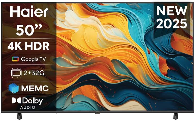 TV Haier 50" LED H50K85FUX - 4K Ultra HD, Google TV, 20W Dolby Audio, HDR10