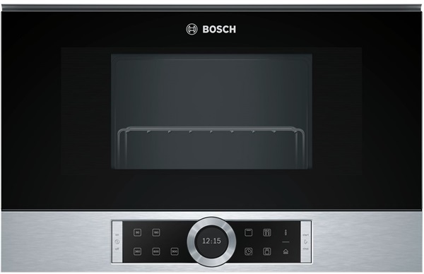 Microondas Bosch BER634GS1 - 21L, Grill, Sin marco y sin plato giratorio, Display, Cristal e Inox