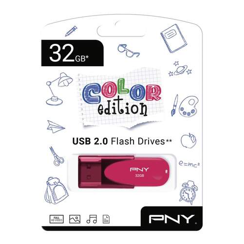 Memoria USB PNY Edici&oacute;n Rosa - 32 GB, 25 mb/s lectura, 8 mb/s escritura, USB 2.0