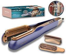 Plancha Pelo Cecotec Air Lisse Aire 100159 - 1000 W, Hasta 150º C, 3 Temperaturas, Champán, Azul
