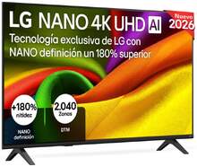 TV LG 43" Nano 43NU8E0B3LA - 4K Ultra HD, a7 AI Processor 4K Gen9, WebOS 26, 20W, HDR10 Pro
