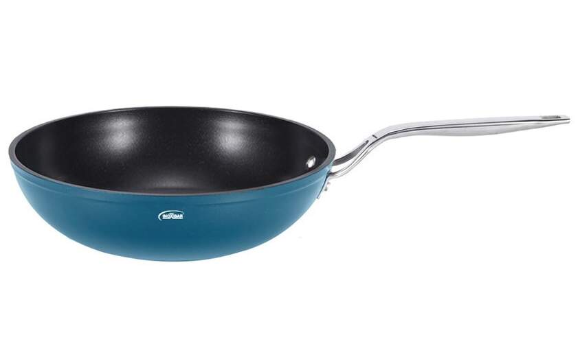 Wok Inoxibar Aqua 18730 - 30 cm, Inox, Negro, Azul