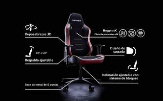 SILLA GAMING VERTAGEAR SL3800 HYGENNX NEGRO CARBON
