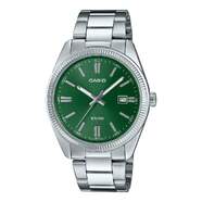 Reloj Casio Collection Hombre MTP-1302PD-3AVEF - Esfera anal&oacute;gica verde, carcasa y correa plateadas
