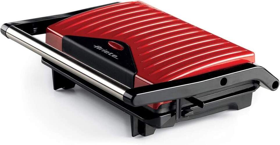 Asadora Ariete 1929 Panini - 750 W, Plancha superior basculante, Placas antidelizantes, Rojo