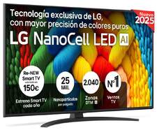 TV LG 50" DLED 50NANO81A6A - 4K Ultra HD, NanoCell LED con IA, WebOS 25, HDR10, 20 W