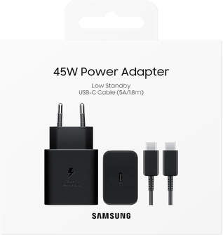 CARGADOR SAMSUNG 1XUSB C DE 45W CABLE USB C NEGRO
