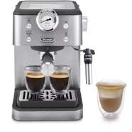 Cafetera Espresso DeLonghi EM450M - Man&oacute;metro, 15 Bar, 1350 W, 2 Tazas, Inox