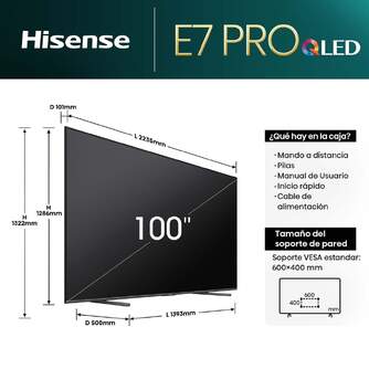 TV HISENSE 100%%%quot; 100E7NQPRO UHD QLED SMART TV 144H