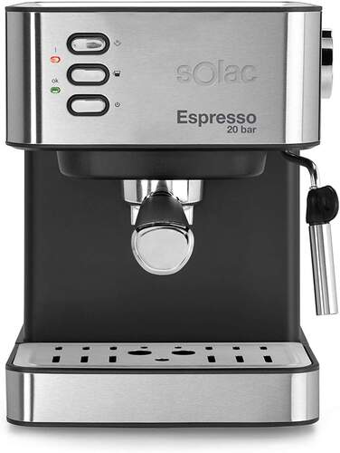 Cafetera Espresso Solac CE4481 - 850W, 20 Bares, Vaporizador, Calienta Tazas, Depósito 1.6 Litros