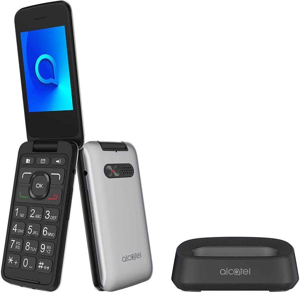 Teléfono Alcatel 3026 Pleateado - Botón SOS, Cámara 2 Megapíxeles