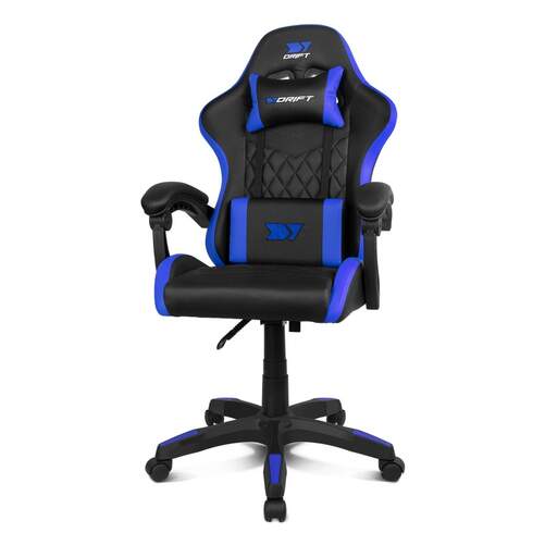 Silla Gaming Drift DR35BL Negro/azul - Reposabrazos fijos, reclinable, ajuste altura, coj&iacute;n lumbar