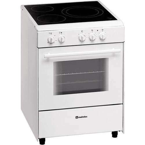 Cocina Eléctrica Meireles E603W - Vitrocerámica 3 Fuegos, 60x60cm, Horno 6 Funciones 55L, Blanca