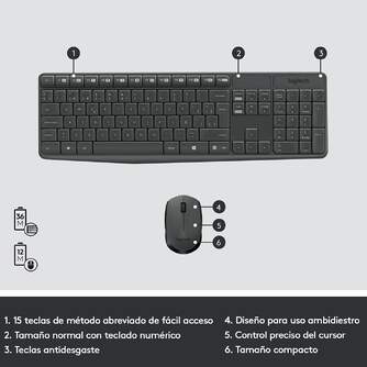 TECLADO RATON LOGITECH MK235 CORDLESS USB