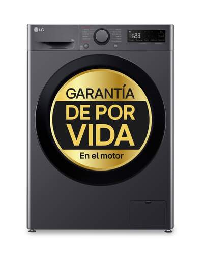 Lavadora LG F4WR5009A6M - 9 kg, 1400 rpm, Steam, Clase A, 71 dB, Inox, Grafito
