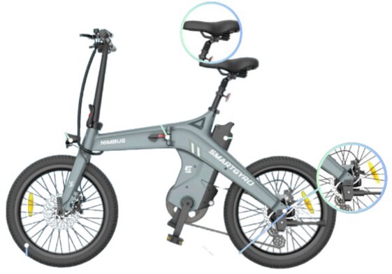 Bicicleta eléctrica SmartGyro Soho - 36 V, 10 Ah, 250 W, ruedas 16", 4 velocidades, freno disco