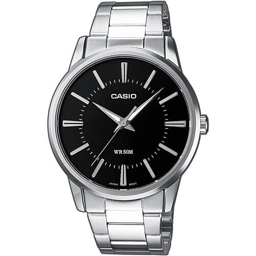 Reloj Casio Collection Hombre MTP-1303PD-1AVEG - Esfera analógica negra, carcasa y correa plateada